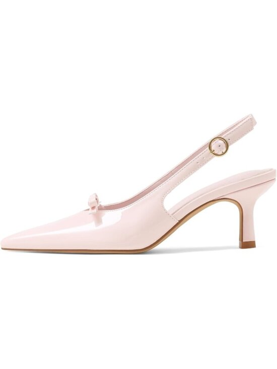 Shoes - Women's Light Pink Kitten Heels Bow Ankle Strap Pointed Toe Heel Sexy Party Pump
